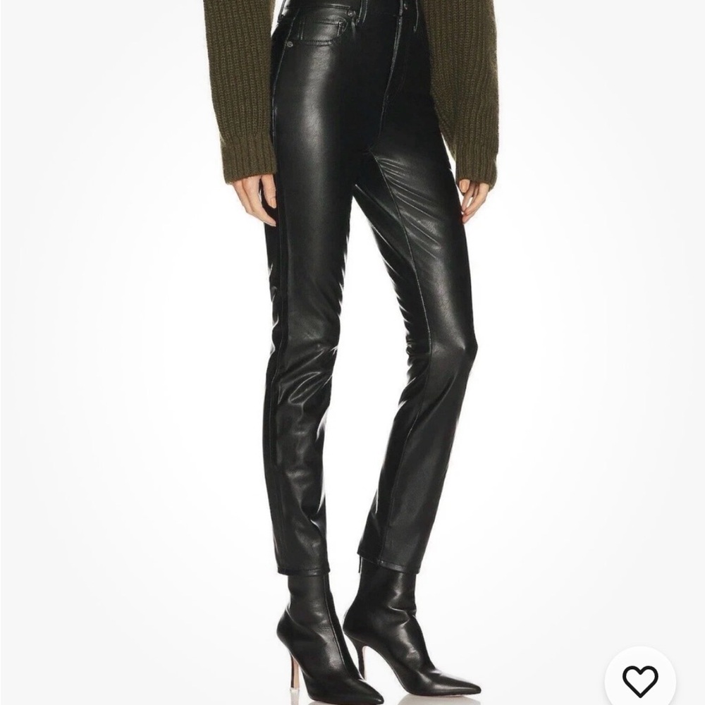 Veronica Beard Maera High Rise Black Faux Leather Skinny Pants size 26